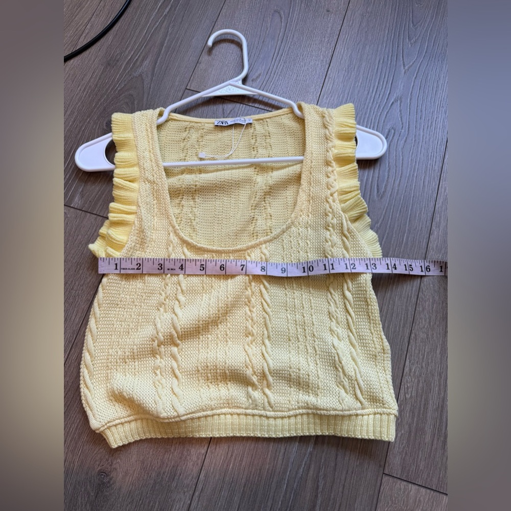 Zara Yellow Ruffled Knit Top - Picture 11 of 11